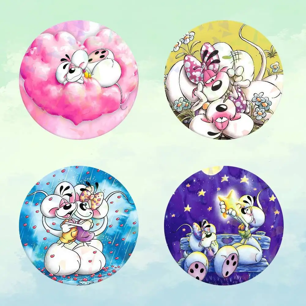 Classic D-Diddl Cartoon cute M-Mouse Badges Soft Button Pin Bright Printed Icon Gift Friends Badge Collar Brooch Lapel Pin Metal
