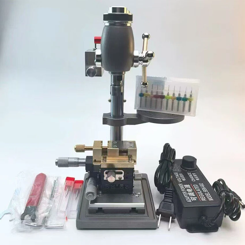 Image of Uhrmacherwerkzeuge Hochpräziser Tischbohrer zum Extrahieren gebrochener Schrauben von Uhrenkronen Teile Bohrmaschine 110–220 V 170 W