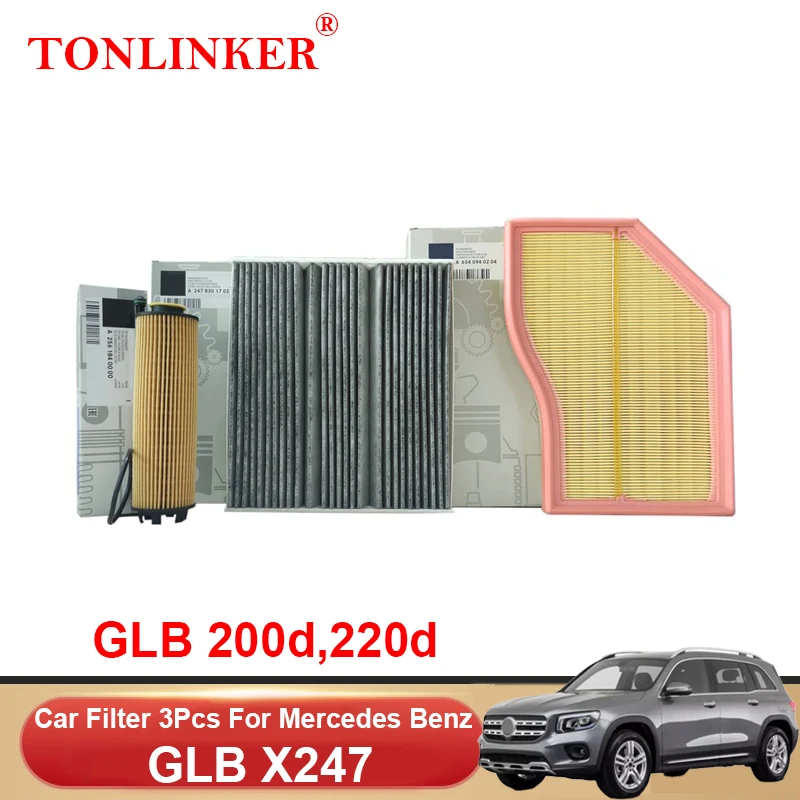 TONLINKER Cabin Air Filter Oil Filter For Mercedes Benz GLB X247 200 250 200d 220d 2019 2020 2021 2022 Car Accessories Goods