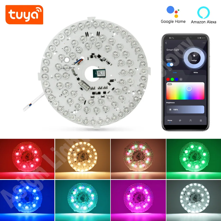 220V RGB Dimmable Led Ceiling Lamp Module 40W Led Ceiling Light Chip Panel Light Tuya Smart WiFi Control Work with Alexa Google