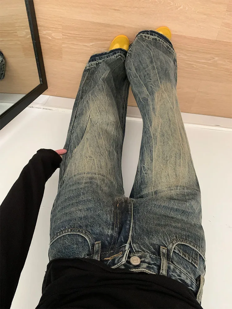 Vaqueros de pierna ancha de cintura alta para mujer, pantalones largos adelgazantes holgados de cintura alta, pantalones vaqueros ajustados con campana, Faion de otoño de talla grande