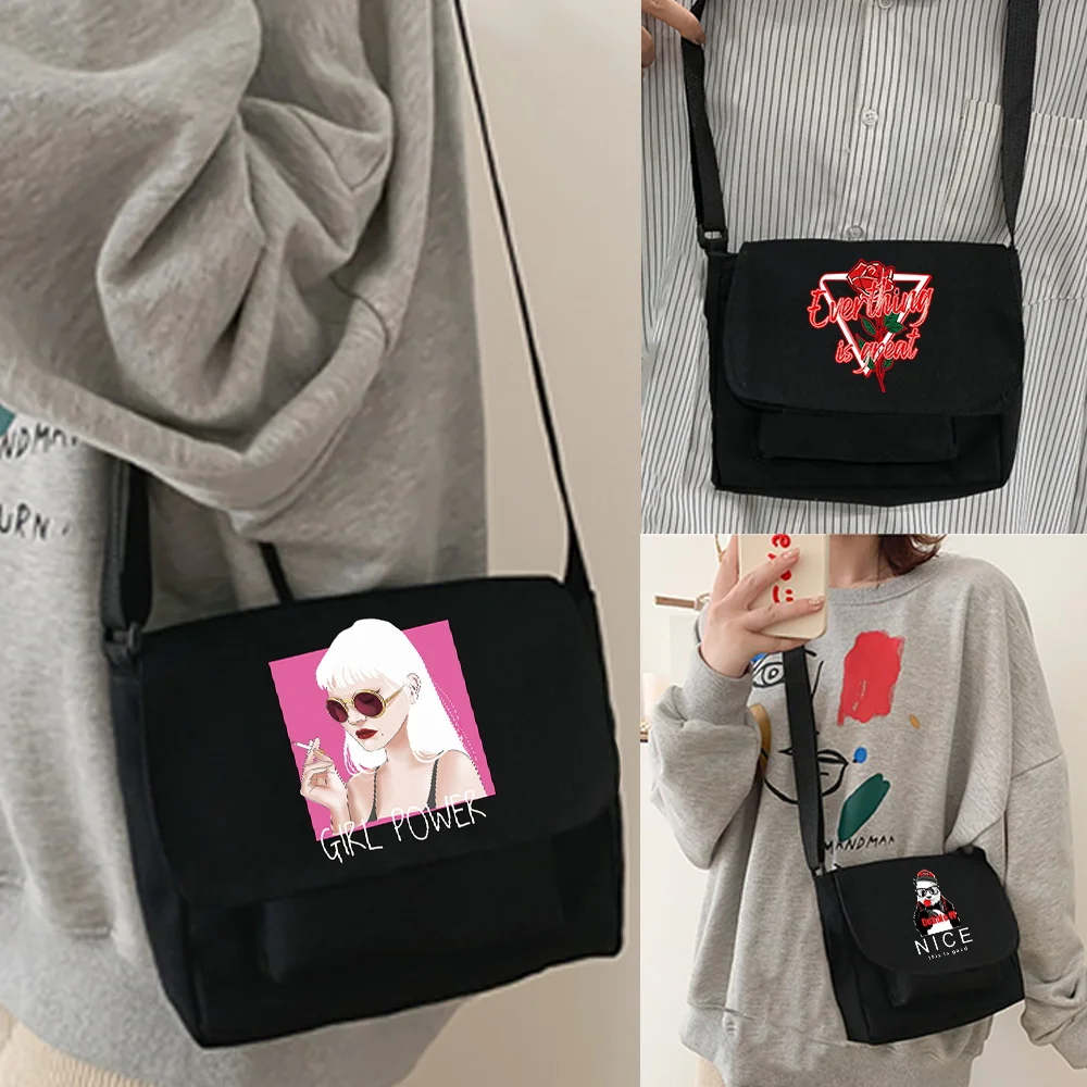 Functional MultiSlot Canvas Sling Bag Adjustable Strap Flap Design Lightweight Build Color Pattern Shoulder Pouch Activities