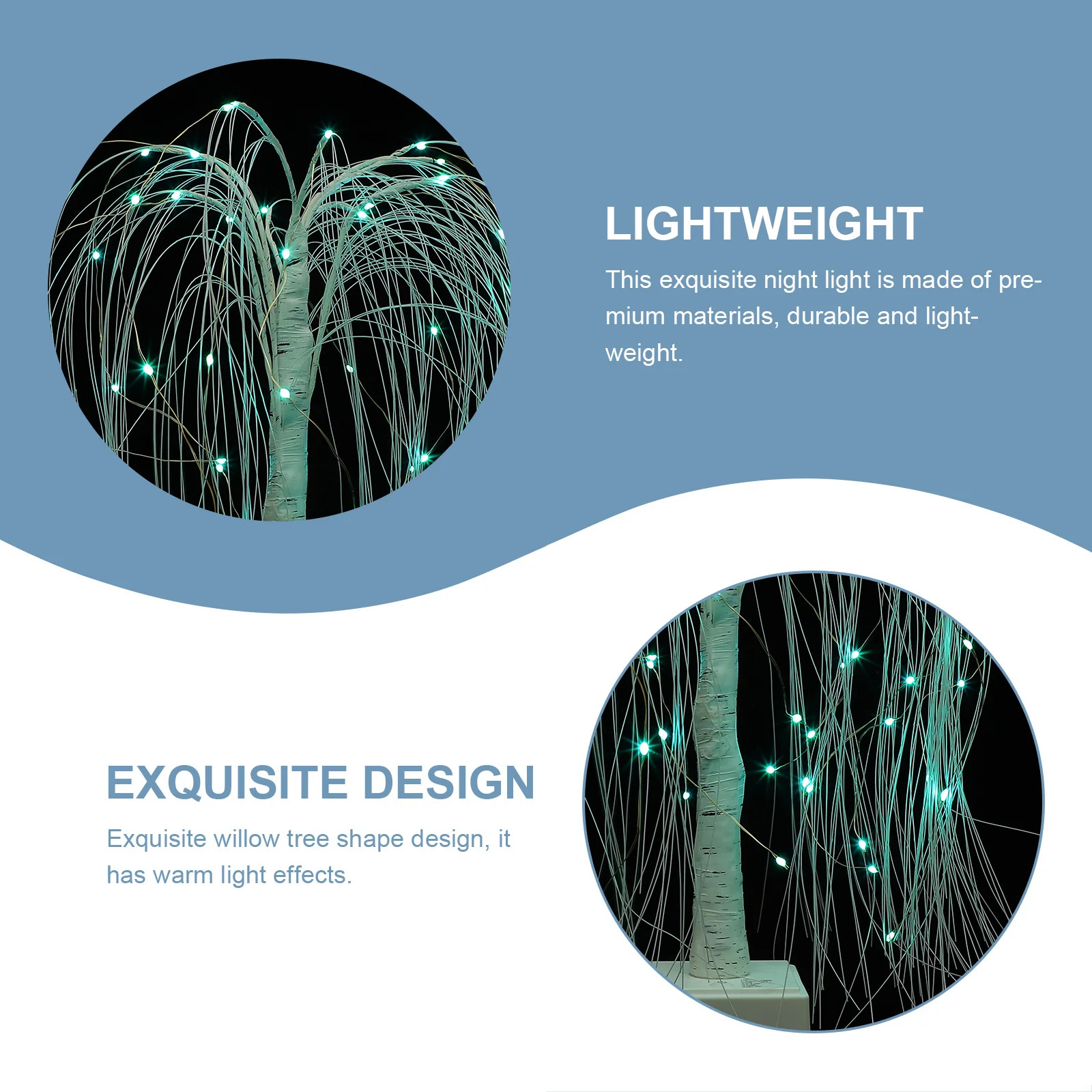 

1Set LED Christmas Tree Light with Willow Design for Indoor Decoration Bedside Table Lamp Powered Warm White Night Light