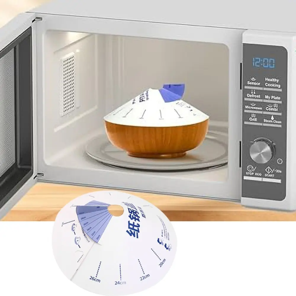 

10pcs Adjustable Paper Microwave Splatter Cover Round Anti-overflow Camping Pot Cover Anti-oil Universal Disposable Pot Lid