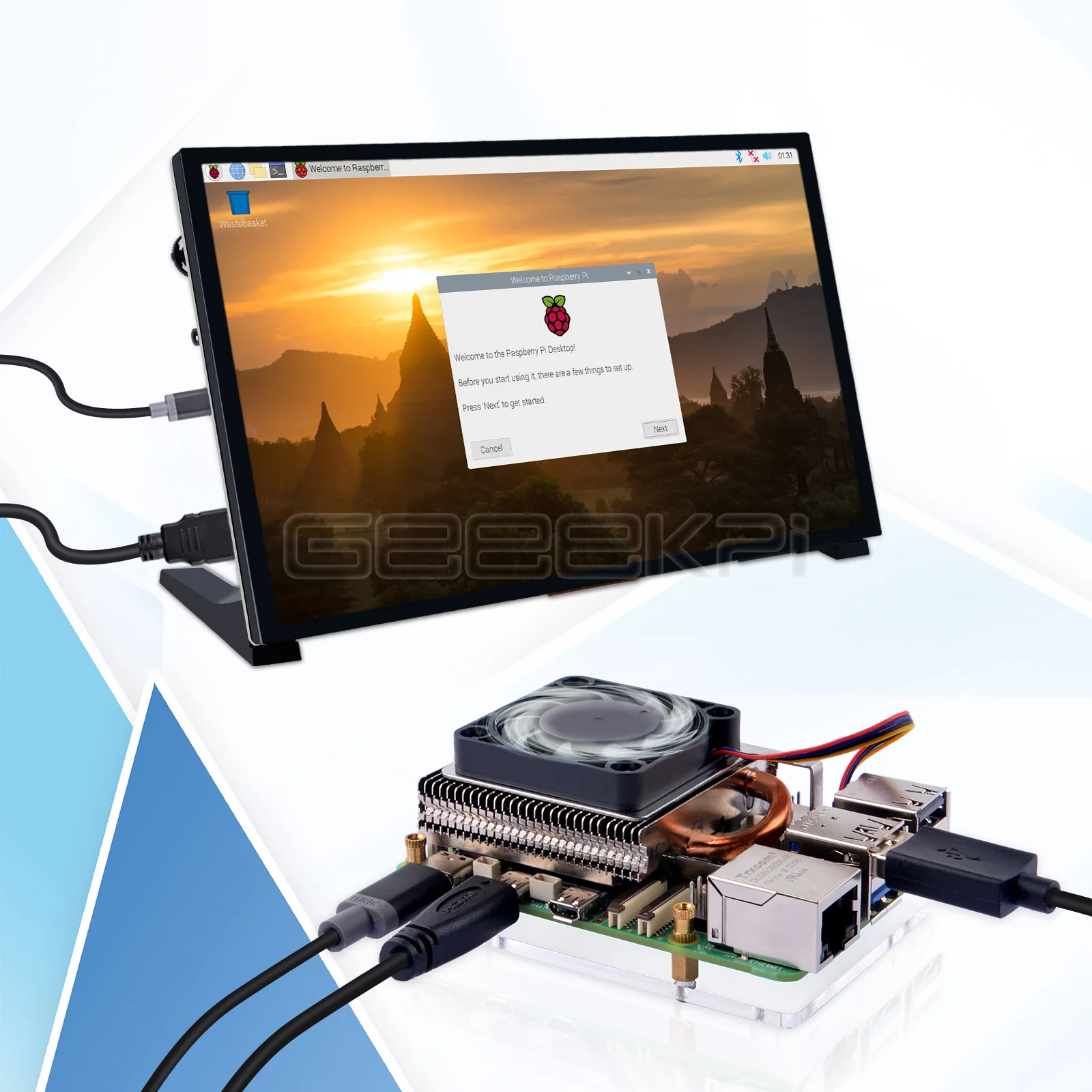 Geeekpi Ultra Thin ICE Tower Cooler CPU Fan for Raspberry Pi 5