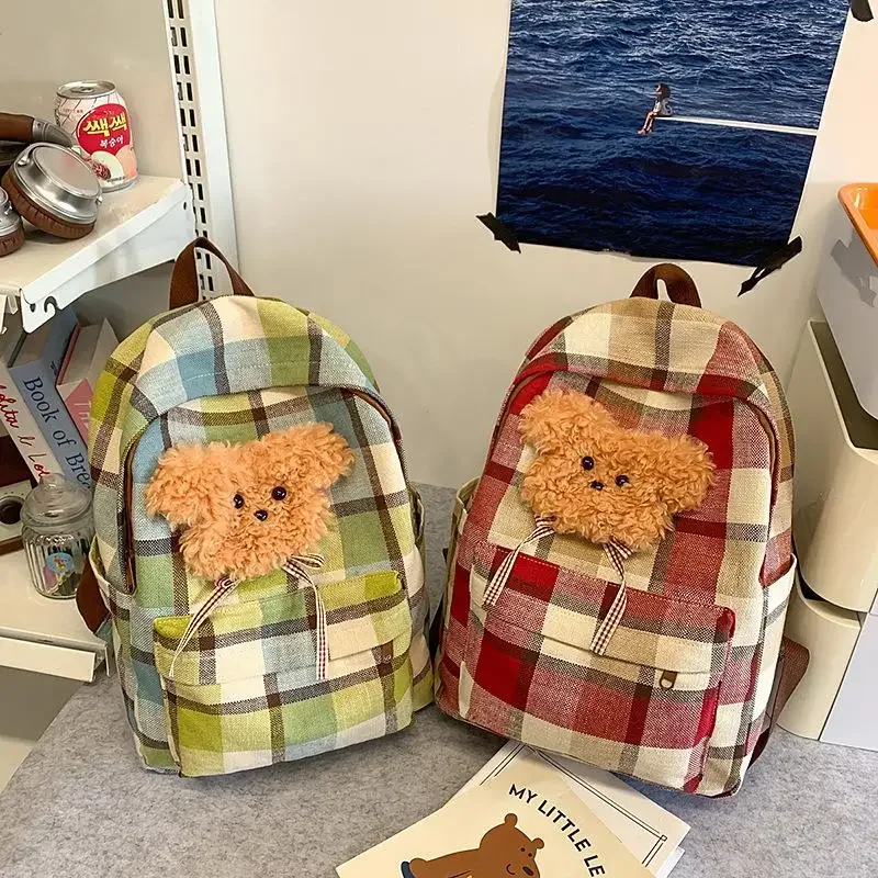حقيبة ظهر منقوشة على شكل دب محببة ذات سعة عالية أنيقة وعصرية للطلاب حقيبة حمل خفيفة للسفر طقم أمتعة مدرسية هدية رائعة