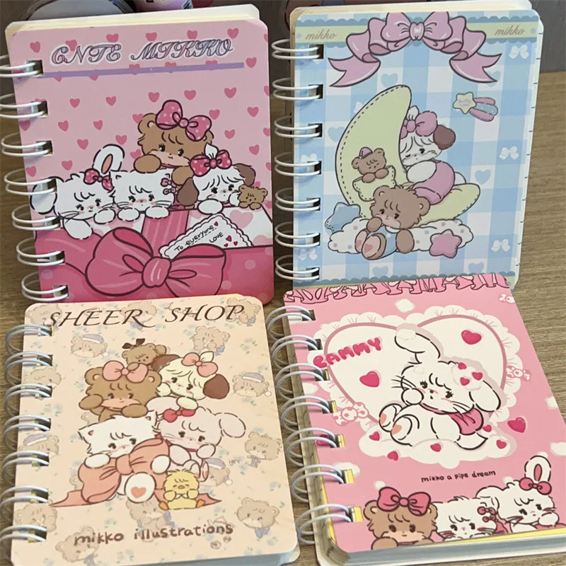 Imagem -04 - Sanrio Portátil Bobina Conta Livro Notepad de Bolso Mikko Kawaii Notebook Desenhos Animados Papelaria Estudante Presentes por Atacado a7 Pcs