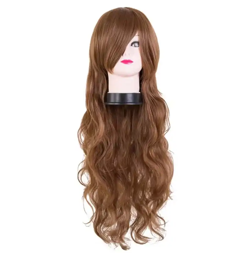 Fei-show fibra sintética resistente al calor azul cielo carnaval Peruca Perruque Peruk pelo largo y rizado salón femenino Cos-Play postizo