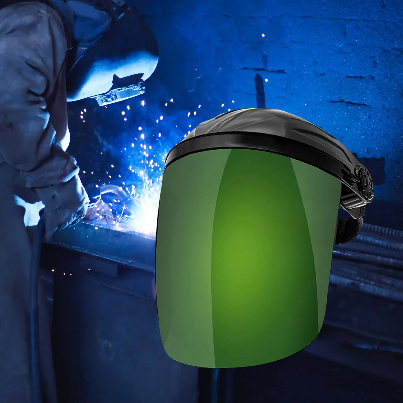 Splash Guard Welding Helmet Mask for Men Grinding Face Protection with Clear PC Screen Head Mount