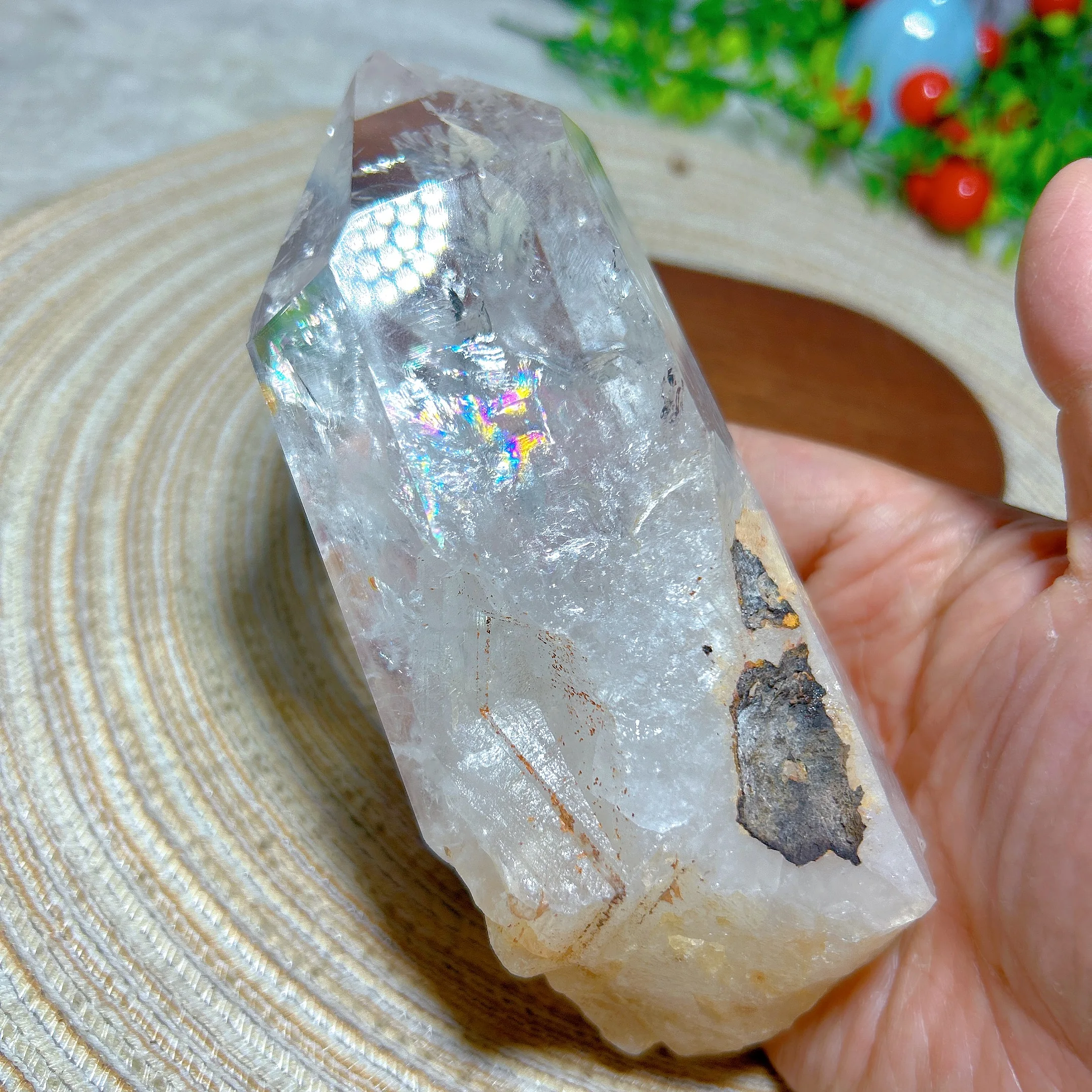 

Natural Crystal Clear Quartz Rainbow Tower Point Raw Specimen Healing High Quality Mineral Energy Home Decorations Gift