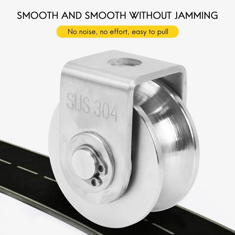 2 Inch V Type Pulley Roller 304 Stainless Steel Sliding Gate Roller Wheel Bearing for Material Handling and Moving