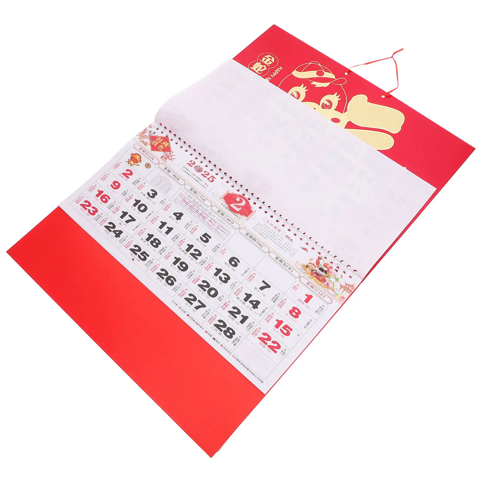 

Large Wall Calendar 2025 Year of The Snake Chinese Lunar New Year Calendar with Traditional Fu Character in Gold Red Elegant