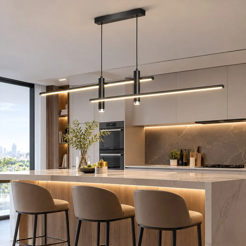 Modern LED Pendant Lights Linear Dining Ceiling Fixture For Kitchen Bar Dining Table Café Bar Decoration Spotlights,Lighting