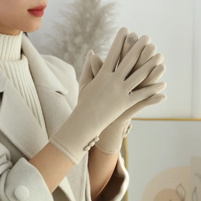 Winter Fashion Women Warm Versatile Touch Screen Elegant Simple Cashmere Gloves High Quality Elastic Thickened Soft