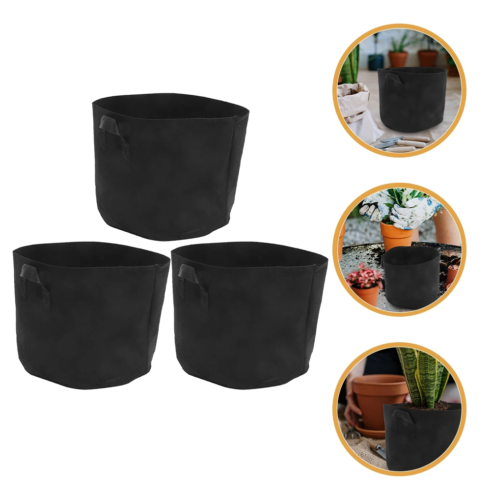 

3 Pcs Thickened Round Hand-held Tree Planting Bag Non-woven Seedling Grow Bags Nursery Breathable Fabric Plants