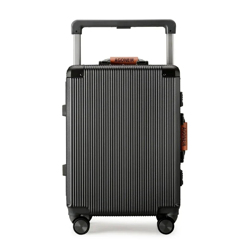 Valise de voyage à poignée large pour hommes et femmes, bagage à main, cadre en aluminium PC, valise à roulettes, 20, 24, 26