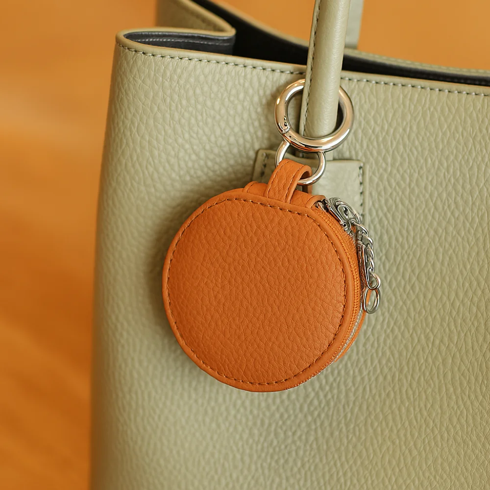 Mini Cute PU Leather Coin Purse Zipper Coin Bag Round Wallet Korean Style with Mirror Earphone Bag Ladies/Girls