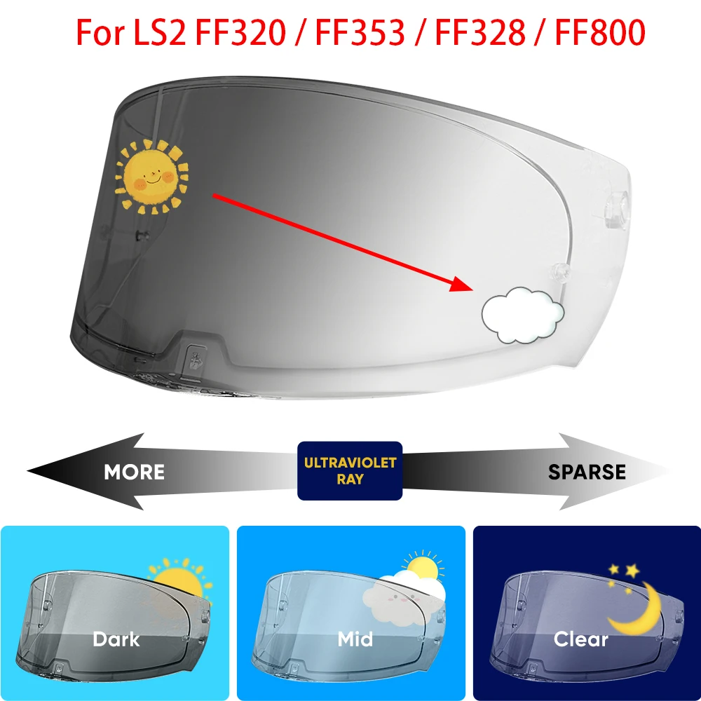 

Helmet Photochromic Visor For LS2 FF320 FF328 FF800 Motorcycle Helmet Visors FF353 Visor Automatically hromic Lens
