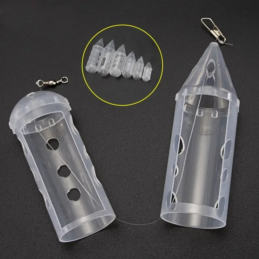 

1x Fishing Feeder Clear Cap Swim Feeders For Maggot Carp/Casters/Pellets Hemp Chopped Worms Fishing Tackle Pesca Iscas Tool