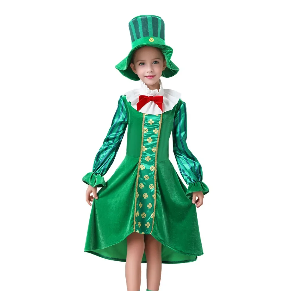 

Children's St. Patrick's Day ethnic style Irish boys and girls stage performance role-playing costume