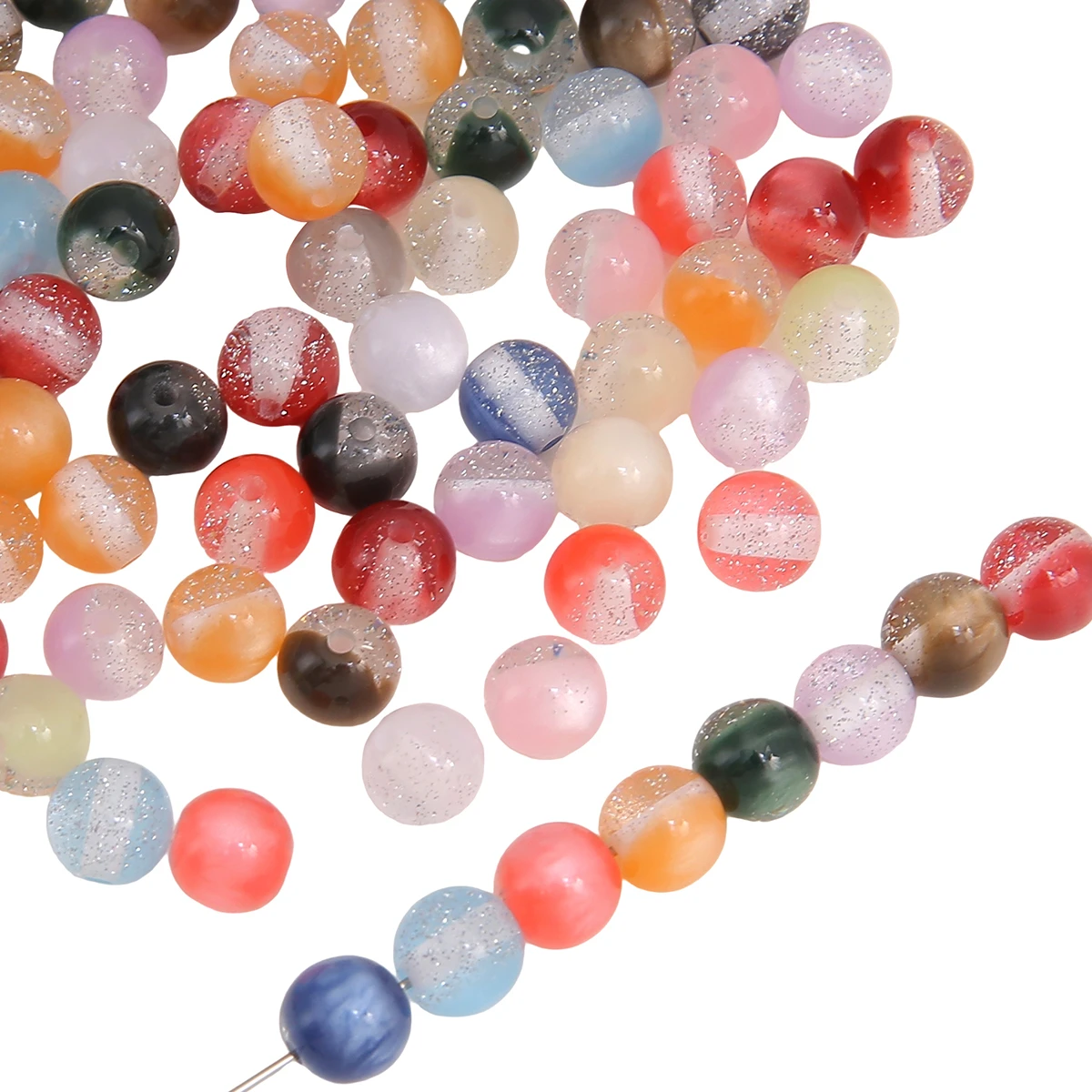 10/20Pcs 8mm Shiny Starry Round Glossy Resin Loose Beads for Jewelry Making Materials DIY Handmade Bracelet Necklace Accessories