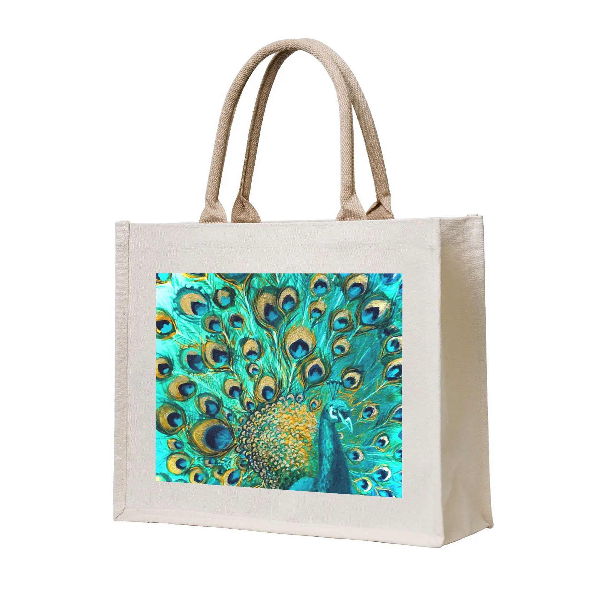 

Цветные сумки-шопперы из холщовой ткани с перьями павлина, складная сумка-тоут для женщин, дорожная сумка через плечо