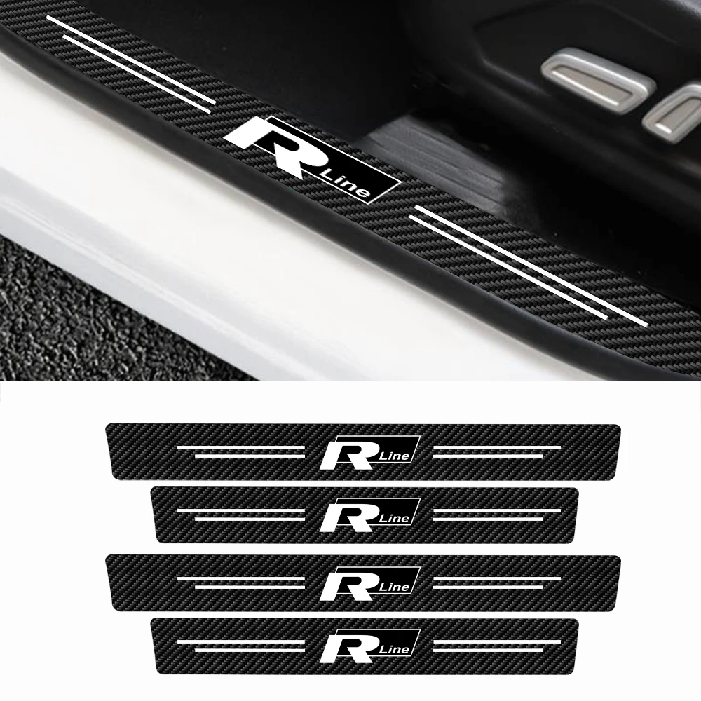 Leather Interior Car Door Sill Anti-Scratch Guard Strip Stickers For Volkswagen VW Rline Golf Polo Tiguan Passat B6 Jetta Touran