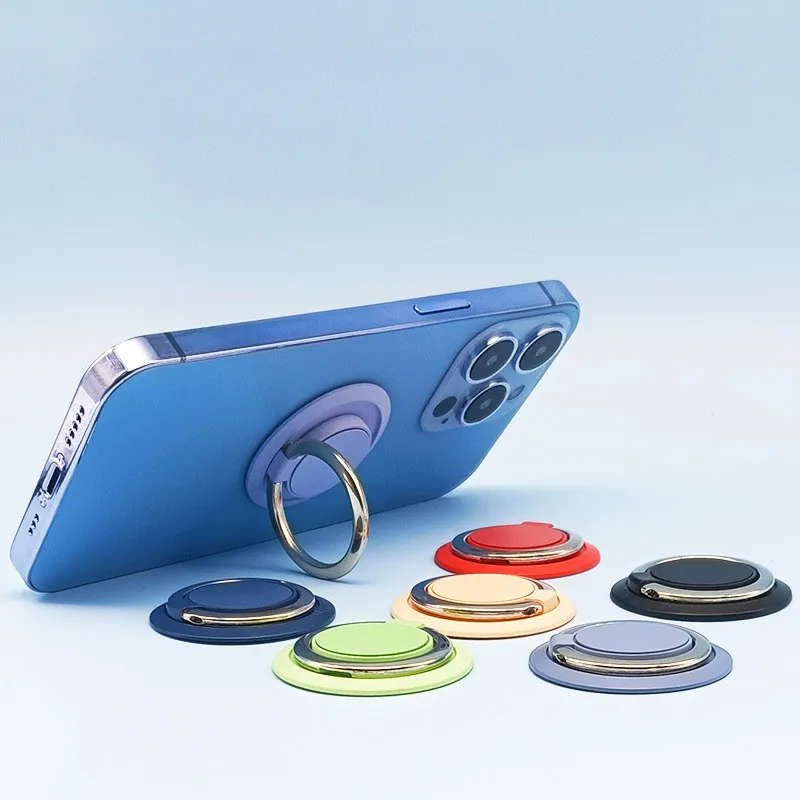Ring buckle circular phone holder with 360 degree rotation, back attached magnetic suction, lazy phone ring holder