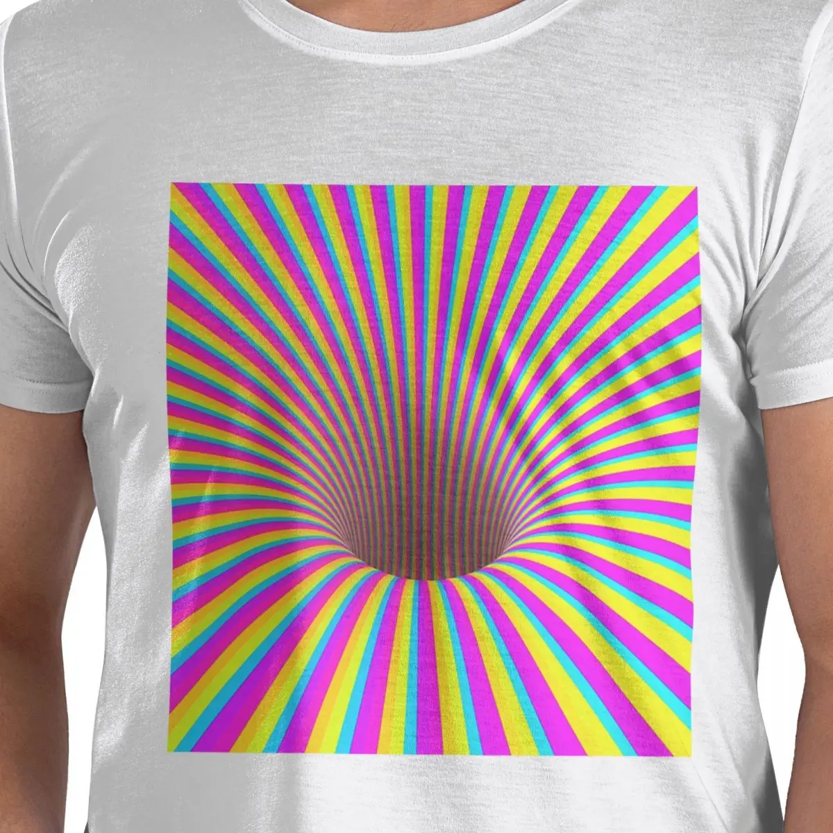 

Grid Wormhole Geometric 3D Vortex Illusion 100% Cotton T-Shirt Men's Classic T Shirts Men Round Neck Short Sleeve S-6XL