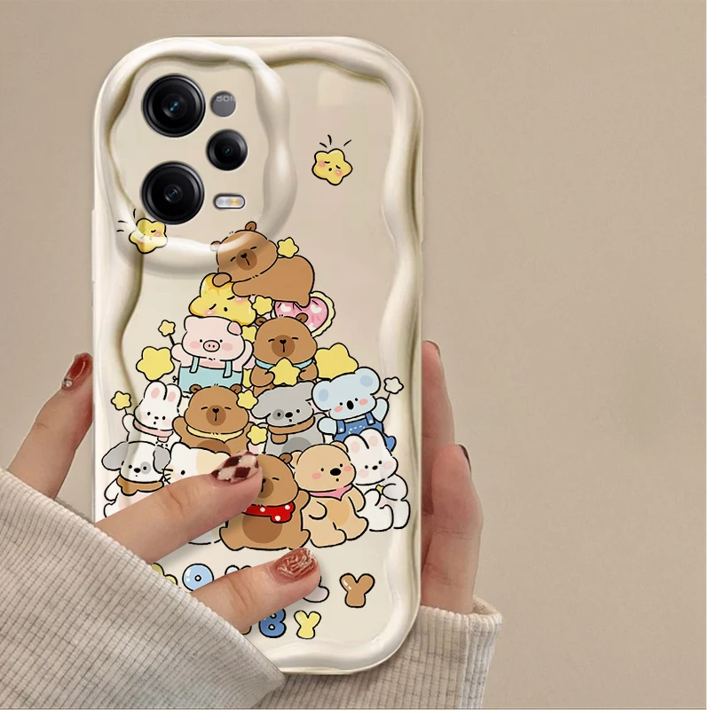 حافظة كارتونية جميلة كابيبارا ثلاثية الأبعاد لهاتف شاومي POCO X7 X6 X5 X3 NFC F7 Ultra F6 F5 Pro F4 F3 GT M5S C65 C75 M3 M4 M5S M6 M7 Pro 4G 5G