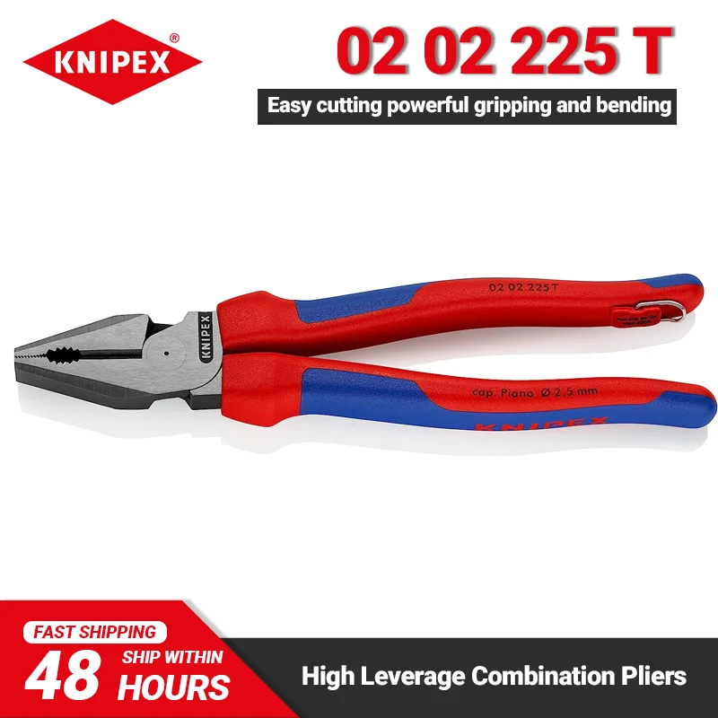 KNIPEX 02 02 225 T Pliers 8.8-inch Labor-saving High Leverage Combination Pliers 410Grams Easier Cutting Powerful Gripping