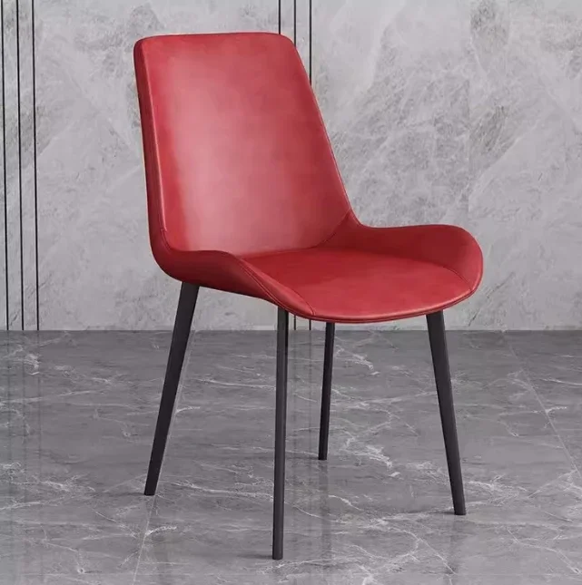 Italian dining chair designer light luxury minimalist chair, home metal minimalist backrest