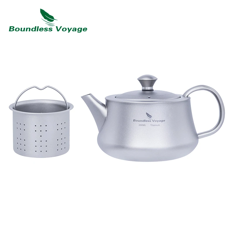 Boundless Voyage Titanium Kettle Single Layer Cookware Portable Teapot Reusable Travel Camping Coffee Tea Kettle Ti3118D-19D