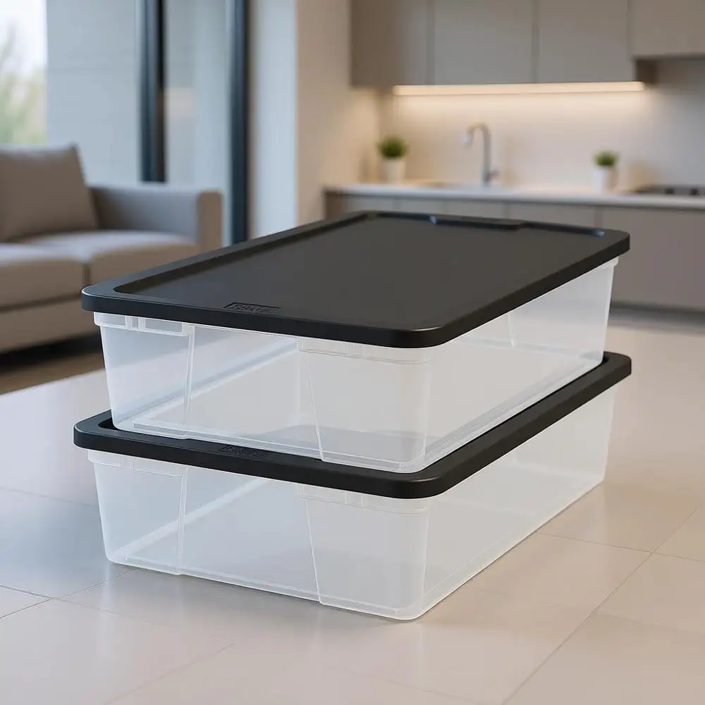 

Set of 2 Clear Small Snaplock Storage Bins with Lids, 28 Quart, Gray - Ideal for Home, Office, and Garage Organization