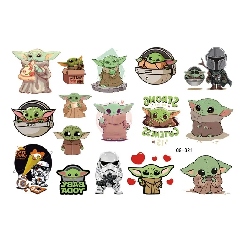 Anime Baby Yoda Children\'s Temporary Tattoos Cosplay Birthday Party Decorations Kids Toys for Boys Girl Cute Baby Yoda Stickers