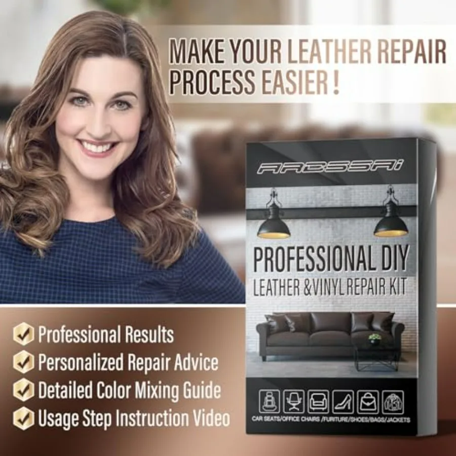 Leather Repair Kit for Furniture, Sofa, Jacket, Car Seats and Purse. Vinyl Repair Kit. Super Easy Instructions to Match Any Col view 6