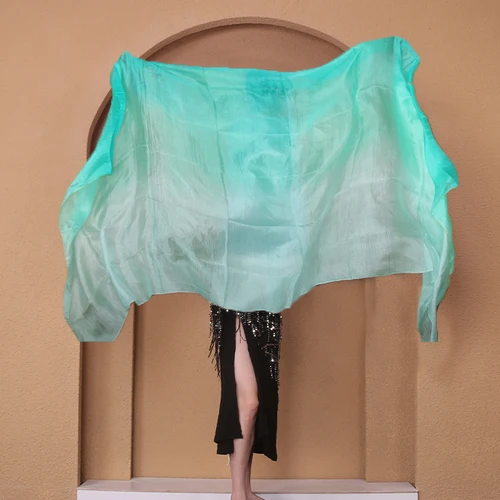 Velo de seda clásico de 250x114cm para bailarina del vientre, accesorio para actuación en escenario, bufanda de mano, chal lanzado, accesorio de disfraz de danza del vientre personalizable