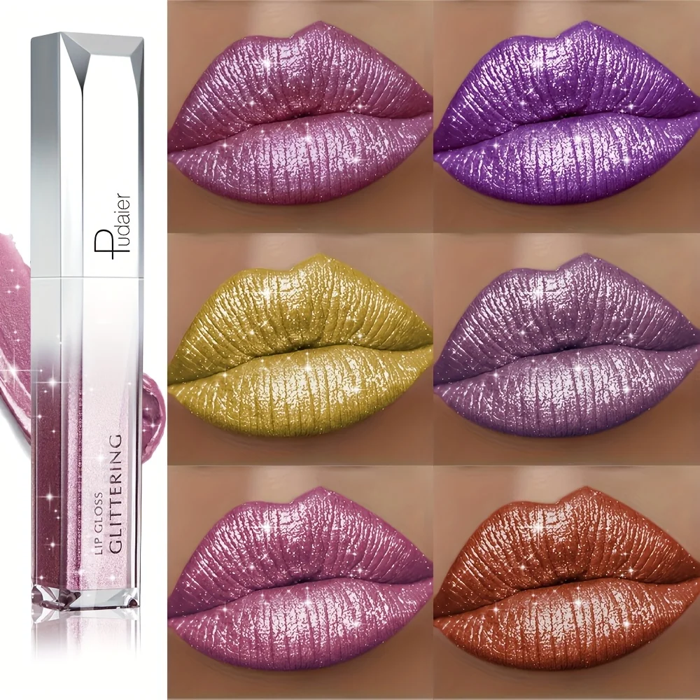 2PCS 글리터 립글로스 세트-매트 & 샤이니, 방수, 오래 지속, 끈적이지 않음, 비건 립글로스 결혼식, 파티, 데일리 메이크업용