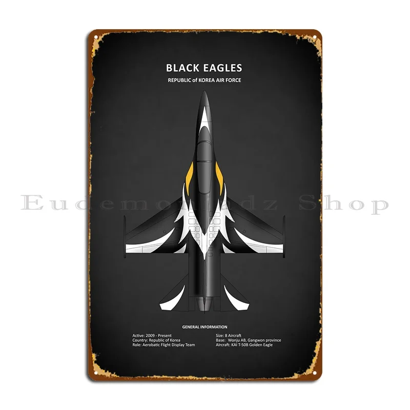 Black Eagles Aerobatics Metal Plaque Poster Rusty Garage Wall Decor Custom Living Room Tin Sign Poster