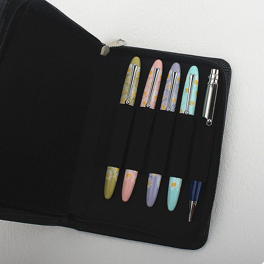10-Piece PU Leather Pencil Case Simple Business Office Storage Pen Bag Portable Zipper Pen Box