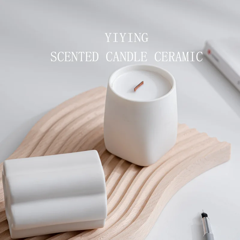 Flower Ceramic Candle Cup Vintage Style DIY Aromatherapy Candle Container Empty Cup m