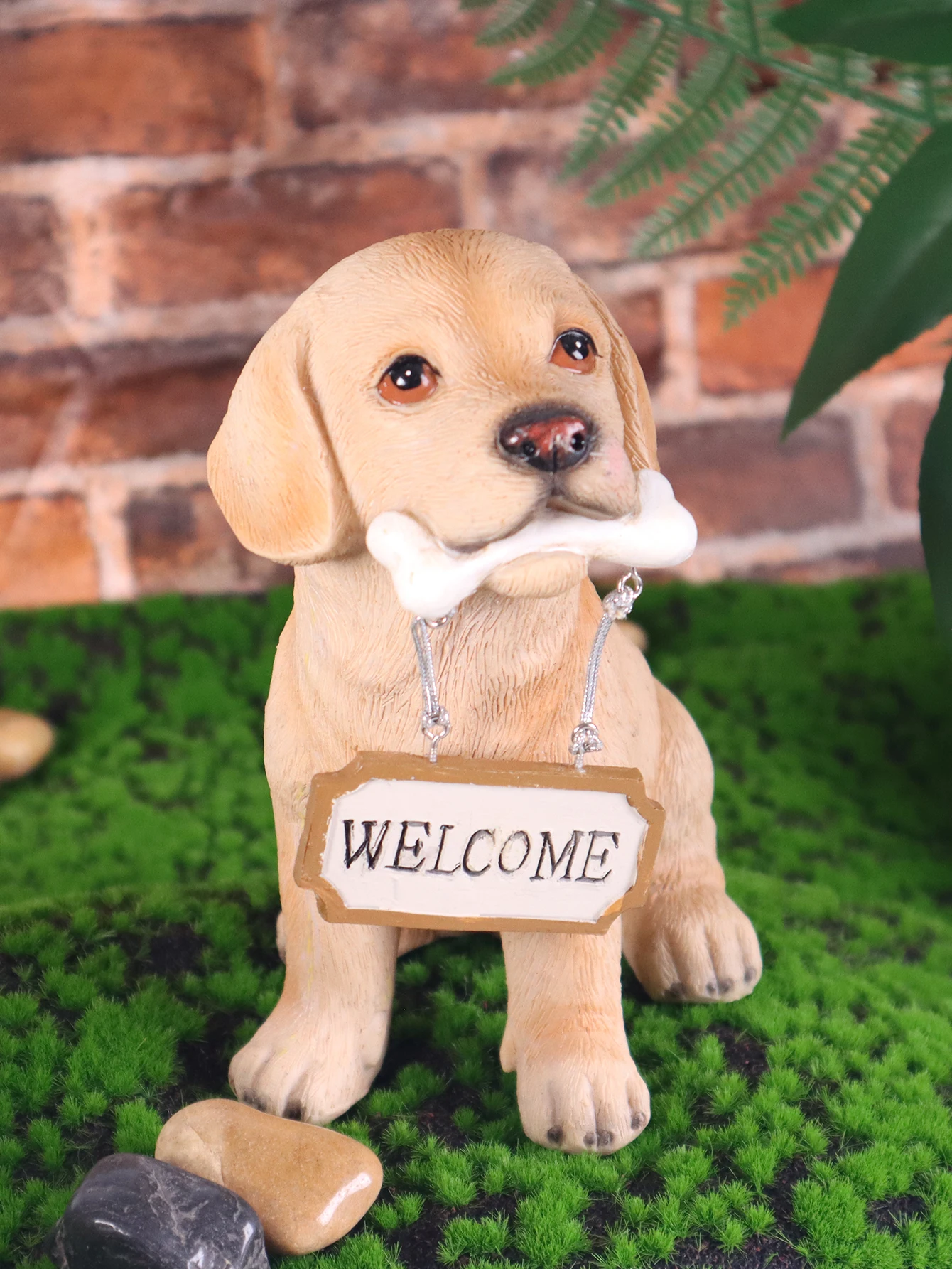 Linda Estatua de Resina de Perro como Letrero de Bienvenida, Figura Realista de Cachorro de Pastor Alemán o Labrador para Jardín, Patio o Entrada