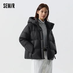 Semir Down Jacket Women Hooded Loose Fashionable Simple Trendy Cool Coat Versatile Winter Warm Goose Down Puffer Jacket