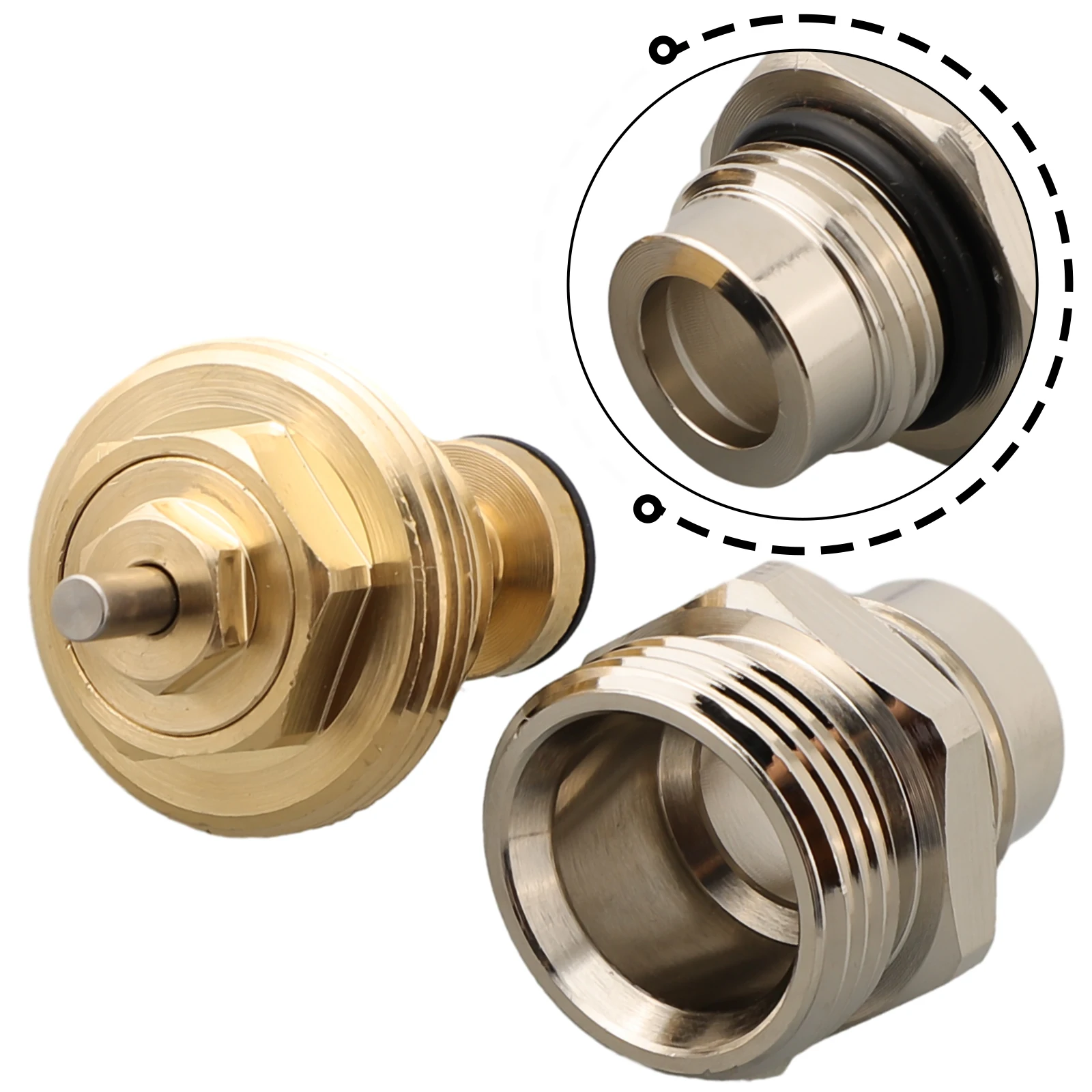 Set completo di valvole a perno e parte filettata per collettore di riscaldamento a pavimento M30x1 5 dimensioni filettatura robusto materiale in ottone