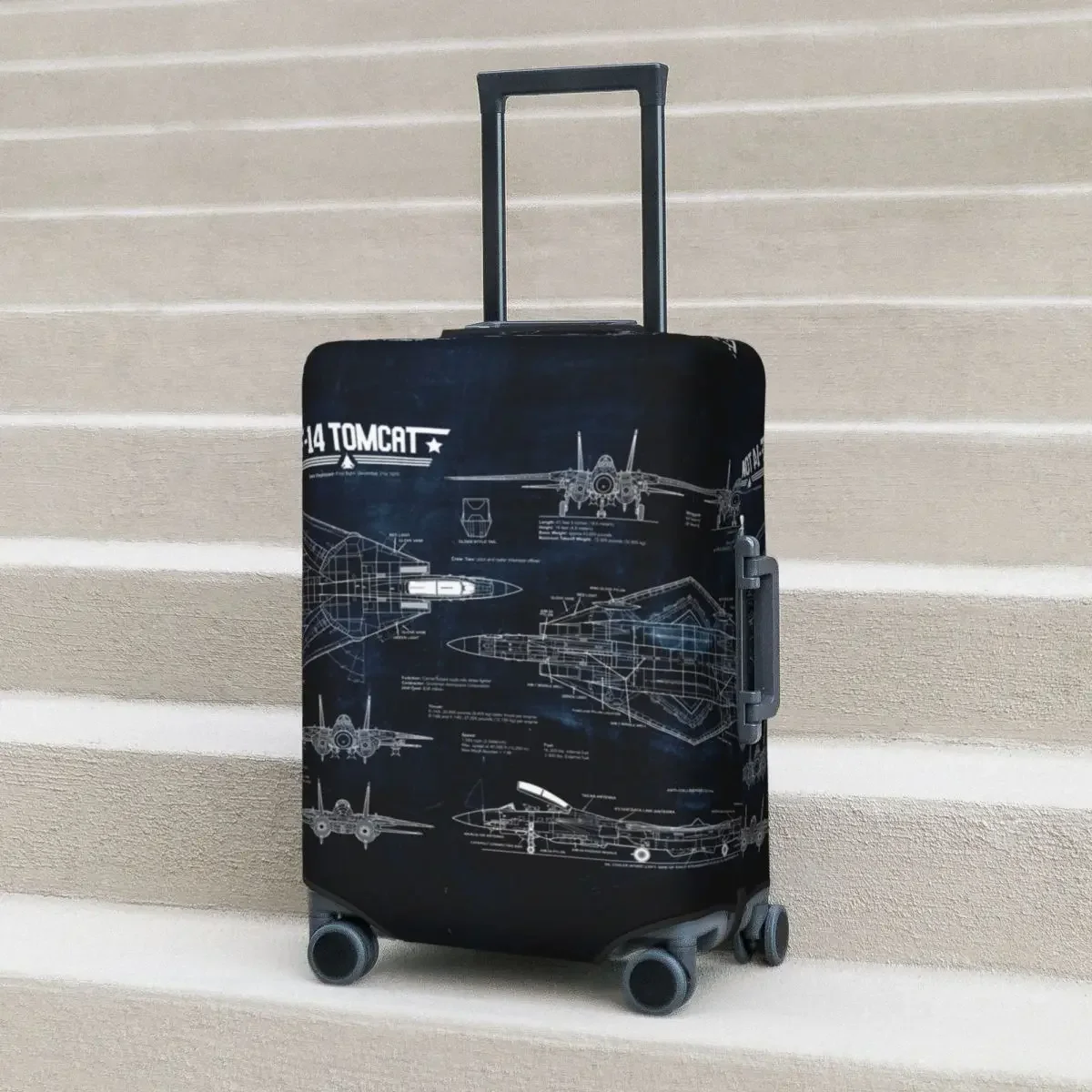 

Tomcat F-14 Blueprint Suitcase Cover USAF Elastic Cruise Trip Protection Xmas Gift Luggage Case Vacation