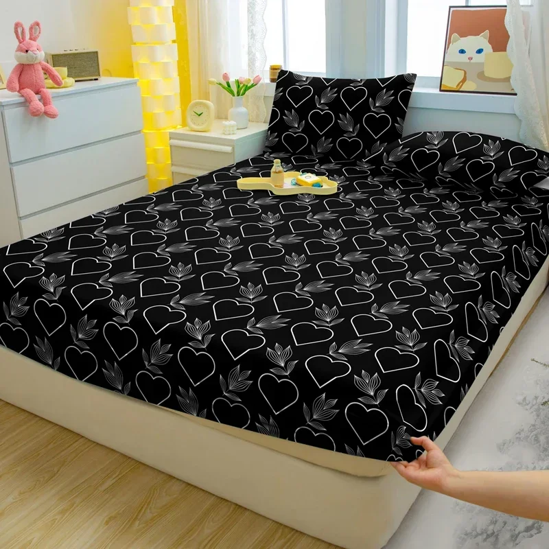 Sábana bajera mate con estampado de flores y plantas, cubierta de cama estampada para dormitorio, ropa de cama, no incluye fundas de almohada, 1 unidad