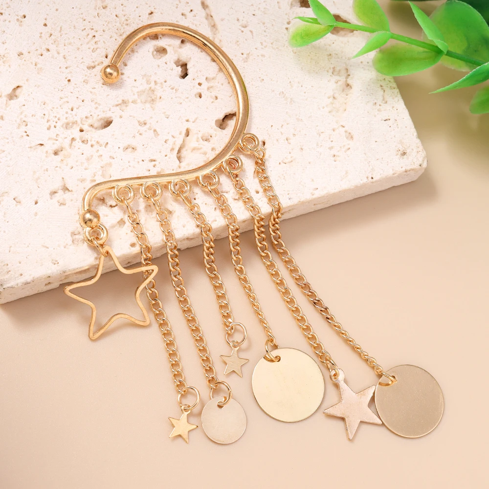 Aihua Neue Stylist Gold Farbe Mini Stern Herz Ohrringe Für Frauen Ohr Clips Ohrringe Kein Piercing Lange Ohr Manschette Schmuck Geschenke – Detail 6