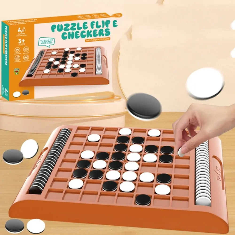 Tabletop Game Flip Black White Chess Board Parent-Child Interactive Portable Overturn Chess Funny Montessori