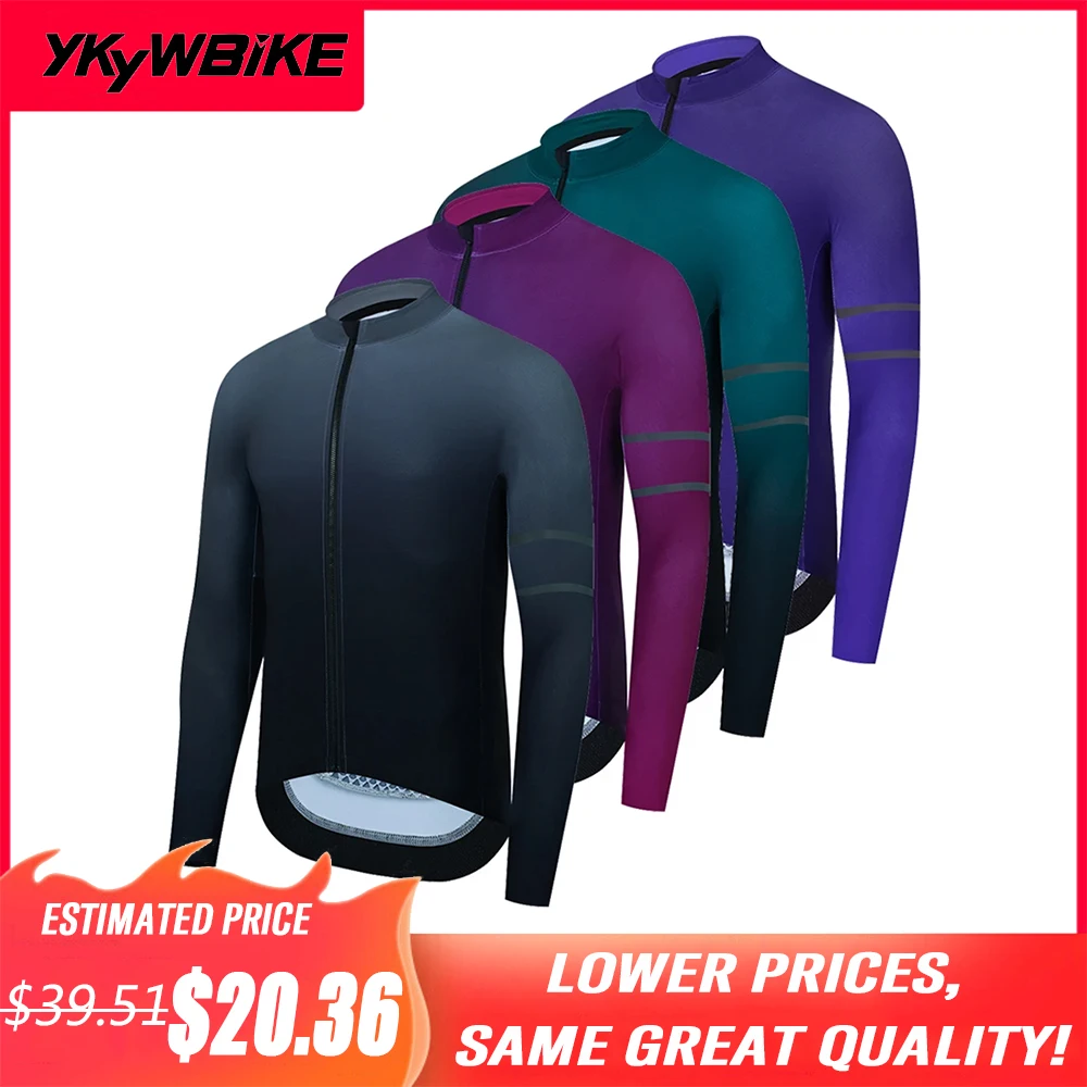 

YKYWBIKE Winter Men Cycling Jersey 50% off Thermal fleece Long Sleeves Fleece Keep Warm Road Bike Tops MTB Jersey