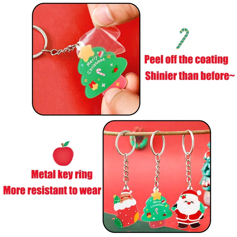 8pcs Festive Santa Reindeer Durable Key Ring for Backpack Accessories, Holiday Ornaments image 5